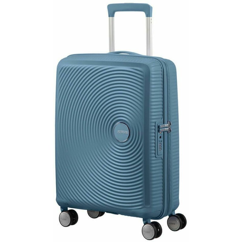 Βαλίτσα Σκληρή Καμπίνας American Tourister Soundbox Spinner 55 EXP Cabin Size 88472-E612 Stone Blue