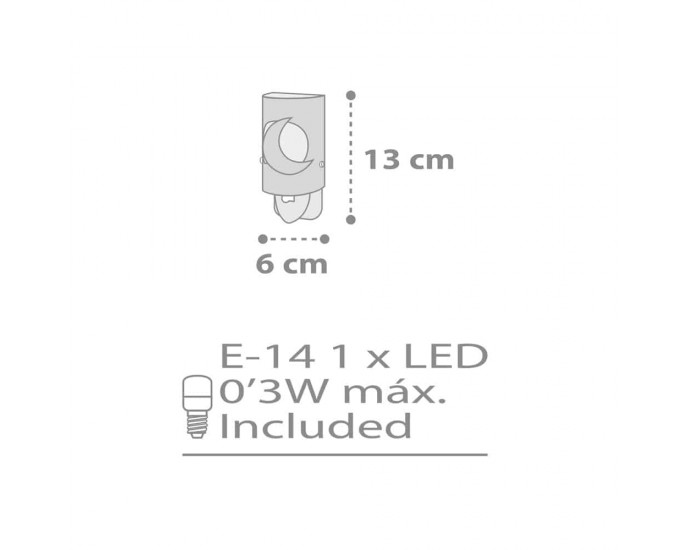 MoonLight Gray φωτιστικό νύκτας πρίζας LED (63235LE) 