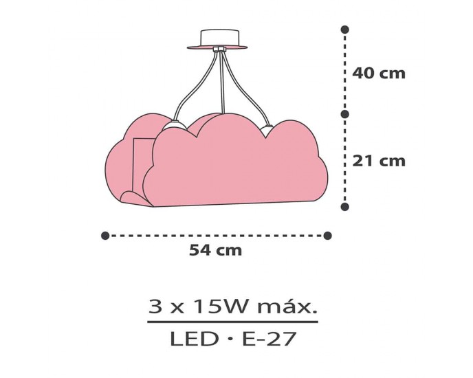 Clouds Pink κρεμαστό τρίφωτο οροφής (41410S) ΠΑΙΔΙΚΑ