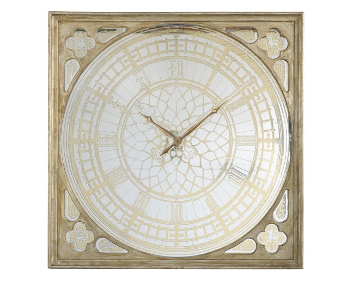 Artekko Clock Ρολόι Τοίχου MDF/Γυαλί Χρυσό (124.5x6.4x124.5)cm ΤΟΙΧΟΥ