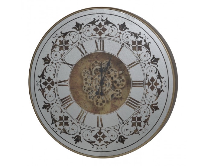 Artekko Clock Ρολόι Τοίχου με Καθρέφτη MDF Γυαλί Μπρονζέ (81.8x10.2x81.8)cm ΤΟΙΧΟΥ