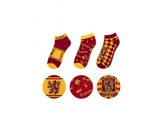 Cinereplicas Movies: Harry Potter - Gryffindor Socks (Ankle) (Set of 3) (CR1631)