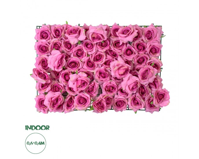 GloboStar® Artificial Garden ROSES STORY 20357 Τεχνητό Διακοσμητικό Πάνελ Λουλουδιών - Κάθετος Κήπος σύνθεση Βυσσινί Τριαντάφυλλα Μ40 x Π60 x Υ15cm 