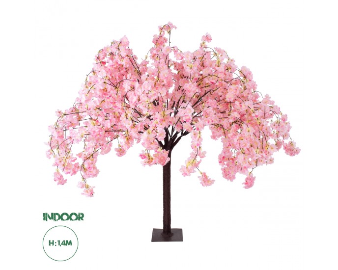 GloboStar® Artificial Garden PINK CHERRY BLOSSOM TREE 20359 Τεχνητό Διακοσμητικό Δέντρο Ροζ Άνθος Κερασιάς Υ140cm 