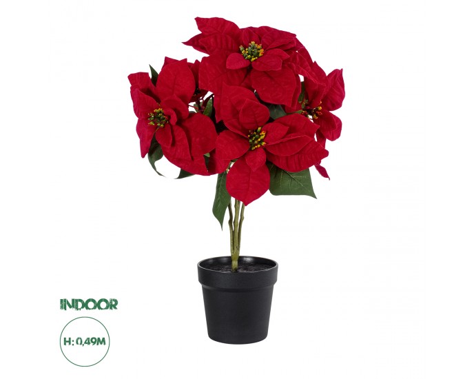 GloboStar® Artificial Garden CHRISTMASS FLOWER EUPHORBIA 20365 Τεχνητό Διακοσμητικό Χριστουγεννιάτικο Λουλούδι Αλεξανδρινό Υ49cm 