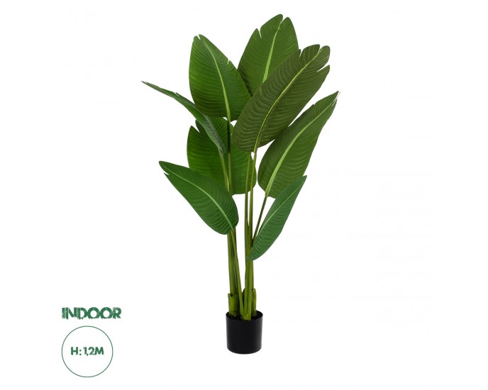 GloboStar® Artificial Garden GREEN STRELITZIA 20369 Τεχνητό Διακοσμητικό Φυτό Πράσινη Στερλίτσια Υ120cm 