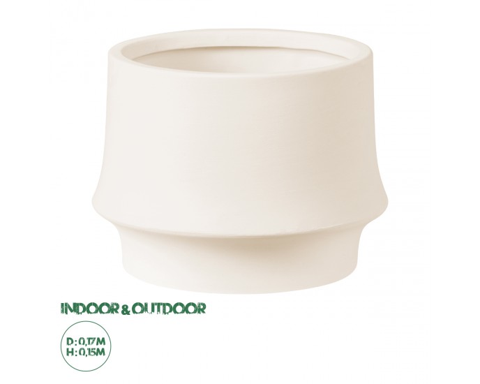 GloboStar® Artificial Garden VENICE 20448 Πήλινο Κεραμικό Κασπώ Γλάστρα - Flower Pot Μπεζ  Φ17cm x Υ15cm ΚΑΣΠΩ