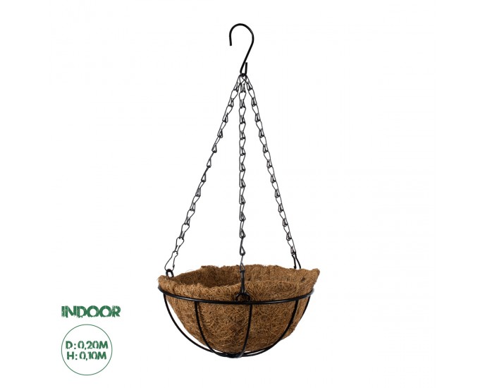 GloboStar® Artificial Garden SALAMINA 20479 Κρεμαστό Κασπώ Γλάστρα - Flower Pot από Φλοιό Καρύδας Καφέ Φ20cm x Υ10cm ΚΑΣΠΩ