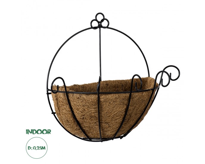 GloboStar® Artificial Garden KOUFONISIA 20482 Επιτοίχιο Κασπώ Γλάστρα - Flower Pot από Φλοιό Καρύδας Καφέ Φ25cm x Υ15cm ΚΑΣΠΩ