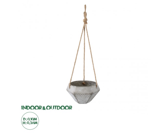 GloboStar® Artificial Garden SARAKINIKO 20490 Κρεμαστό Πήλινο Κεραμικό Κασπώ Γλάστρα - Flower Pot Γκρι Φ10cm x Υ36cm ΚΑΣΠΩ