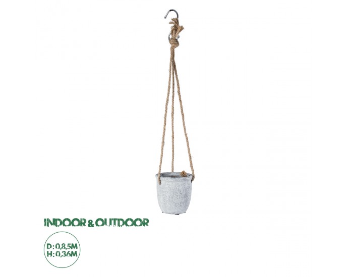 GloboStar® Artificial Garden SCORPIOS 20491 Κρεμαστό Πήλινο Κεραμικό Κασπώ Γλάστρα - Flower Pot Γκρι Φ8.5cm x Υ36cm ΚΑΣΠΩ