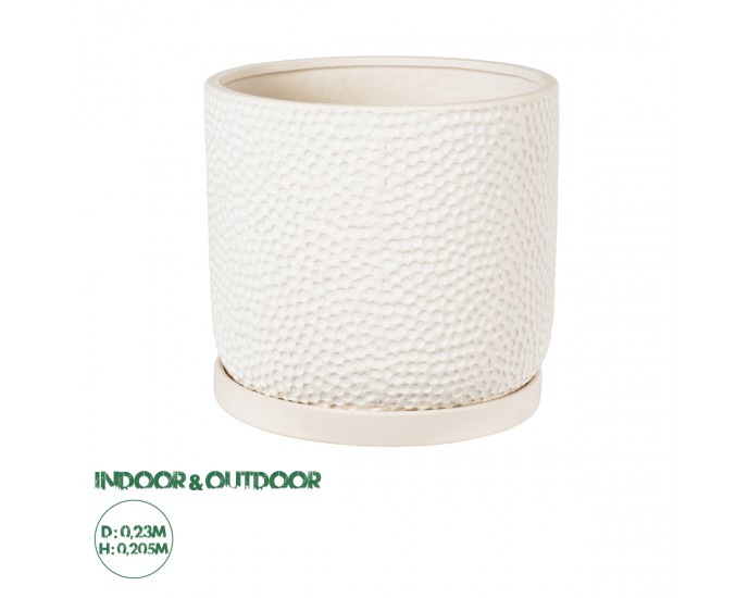 GloboStar® Artificial Garden PARGA 20452 Πήλινο Κεραμικό Κασπώ Γλάστρα - Flower Pot Μπεζ Φ23cm x Υ20.5cm ΚΑΣΠΩ