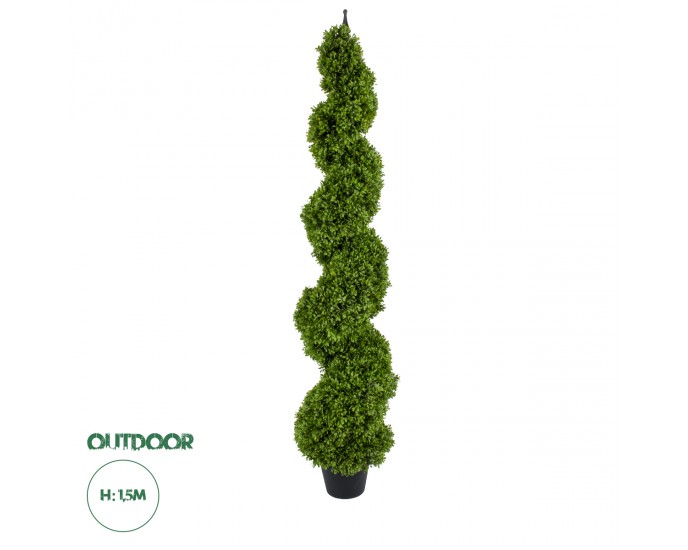 GloboStar® Artificial Garden BUXUS SPIRAL 20402 Τεχνητό Διακοσμητικό Φυτό Σπιράλ Πυξός Υ150cm 