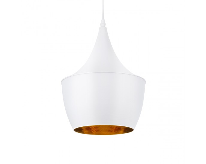 GloboStar® SHANGHAI WHITE 01026-A Μοντέρνο Κρεμαστό Φωτιστικό Οροφής Μονόφωτο 1 x E27 Λευκό Μεταλλικό Καμπάνα Φ25 x Υ30cm ΟΡΟΦΗΣ