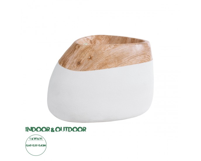 GloboStar® Artificial Garden PANDORA 20705 Επιδαπέδιο Πολυεστερικό Τσιμεντένιο Κασπώ Γλάστρα - Flower Pot Καφέ με Λευκό Μ60 x Π55 x Υ43cm ΚΑΣΠΩ