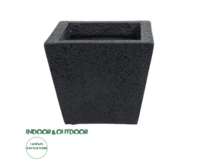 GloboStar® Artificial Garden KARRASPIO 20770 Επιδαπέδιο Πολυεστερικό Τσιμεντένιο Κασπώ Γλάστρα - Flower Pot Μαύρο Μ34 x Π34 x Υ30cm ΚΑΣΠΩ