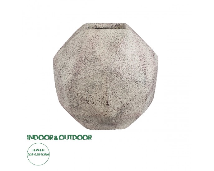 GloboStar® Artificial Garden BOROUGH 20781 Επιδαπέδιο Πολυεστερικό Τσιμεντένιο Κασπώ Γλάστρα - Flower Pot Λευκό - Μπεζ Μ38 x Π38 x Υ38cm ΚΑΣΠΩ