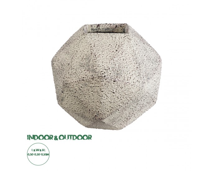 GloboStar® Artificial Garden BOROUGH 20782 Επιδαπέδιο Πολυεστερικό Τσιμεντένιο Κασπώ Γλάστρα - Flower Pot Λευκό - Μπεζ Μ30 x Π30 x Υ30cm ΚΑΣΠΩ