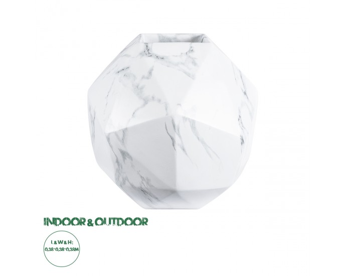 GloboStar® Artificial Garden BRIXTON 20783 Επιδαπέδιο Πολυεστερικό Τσιμεντένιο Κασπώ Γλάστρα - Flower Pot Λευκό Μ38 x Π38 x Υ38cm ΚΑΣΠΩ