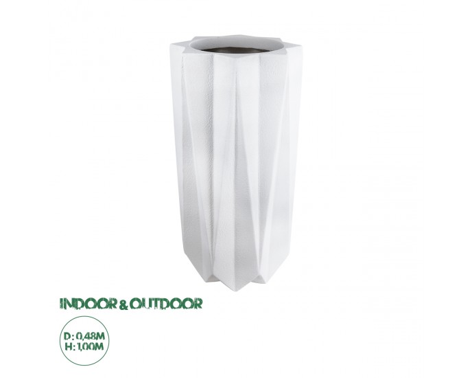 GloboStar® Artificial Garden PADOVA 20739 Επιδαπέδιο Πολυεστερικό Τσιμεντένιο Κασπώ Γλάστρα - Flower Pot Λευκό Φ48 x Υ100cm ΚΑΣΠΩ