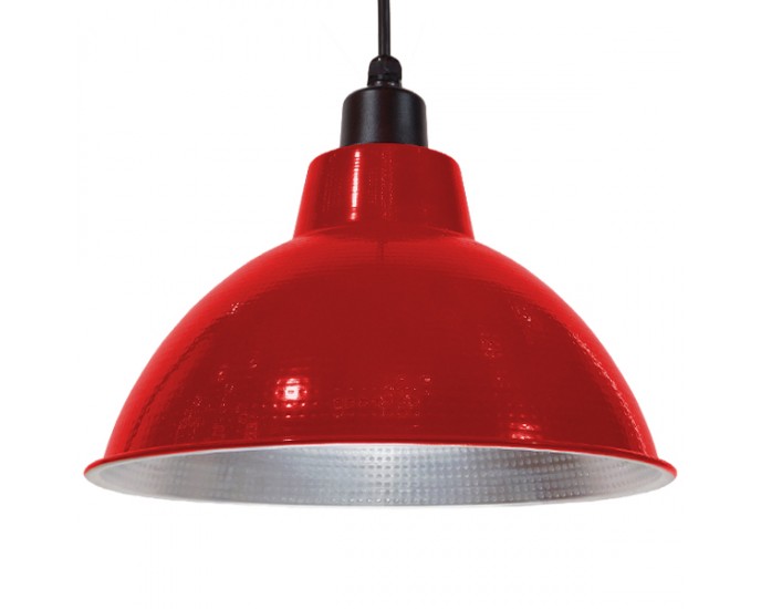 GloboStar® LOUVE 01177 Vintage Industrial Κρεμαστό Φωτιστικό Οροφής Μονόφωτο Κόκκινο Μεταλλικό Καμπάνα Φ39 x Y32cm ΟΡΟΦΗΣ