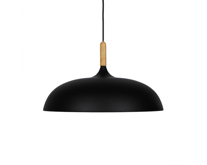 GloboStar® VALLETE BLACK 01258 Μοντέρνο Κρεμαστό Φωτιστικό Οροφής Μονόφωτο 1 x E27 Μαύρο Μεταλλικό Καμπάνα Φ45 x Y27cm ΟΡΟΦΗΣ