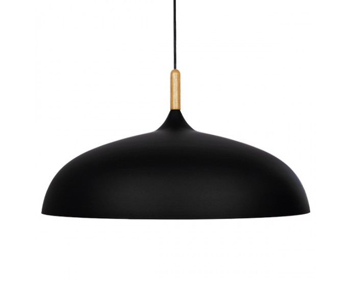 GloboStar® VALLETE BLACK 01259 Μοντέρνο Κρεμαστό Φωτιστικό Οροφής Μονόφωτο 1 x E27 Μαύρο Μεταλλικό Καμπάνα Φ60 x Y35cm ΟΡΟΦΗΣ