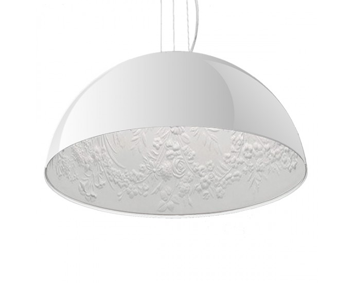 GloboStar® SERENIA WHITE 01152 Μοντέρνο Κρεμαστό Φωτιστικό Οροφής Μονόφωτο Λευκό Γύψινο Καμπάνα Φ40 x 19cm ΟΡΟΦΗΣ