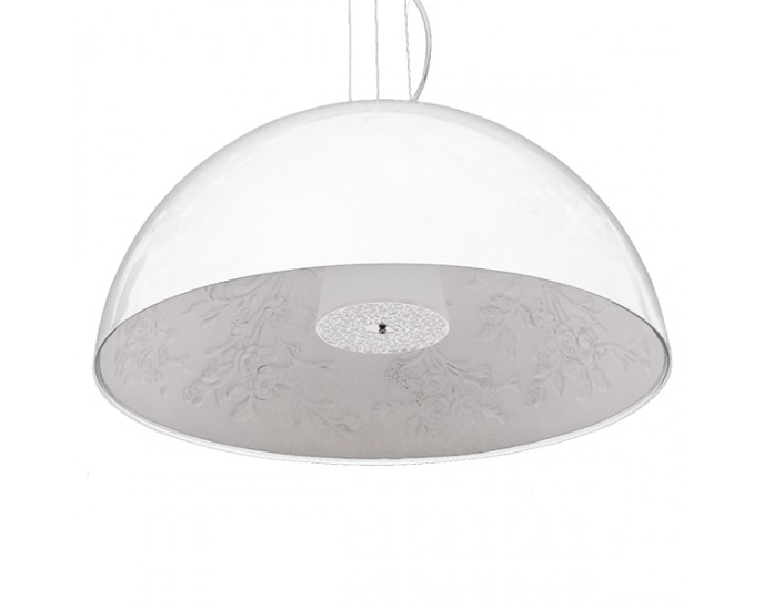 GloboStar® SERENIA WHITE 01273 Μοντέρνο Κρεμαστό Φωτιστικό Οροφής Μονόφωτο Λευκό Γύψινο Καμπάνα Φ90 x Y45cm ΟΡΟΦΗΣ