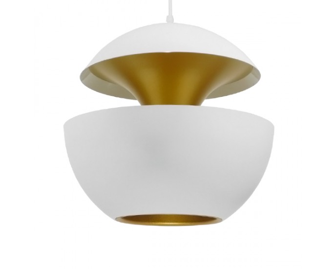 GloboStar® SEVILLE WHITE 01268 Μοντέρνο Κρεμαστό Φωτιστικό Οροφής Μονόφωτο 1 x E27 Λευκό Μεταλλικό Φ35 x 33cm ΟΡΟΦΗΣ