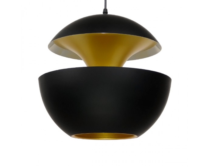 GloboStar® SEVILLE BLACK 01269 Μοντέρνο Κρεμαστό Φωτιστικό Οροφής Μονόφωτο Μαύρο Μεταλλικό Φ35 x Y33cm ΟΡΟΦΗΣ