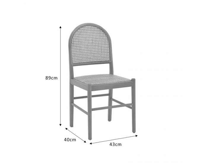 Καρέκλα Alessia pakoworld ξύλο οξιάς-rattan φυσικό 43x40x89εκ 