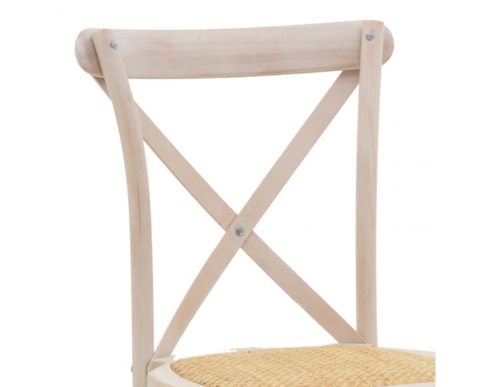 Καρέκλα Dylon pakoworld white wash ξύλο οξιάς-έδρα φυσικό rattan 48x52x89εκ 