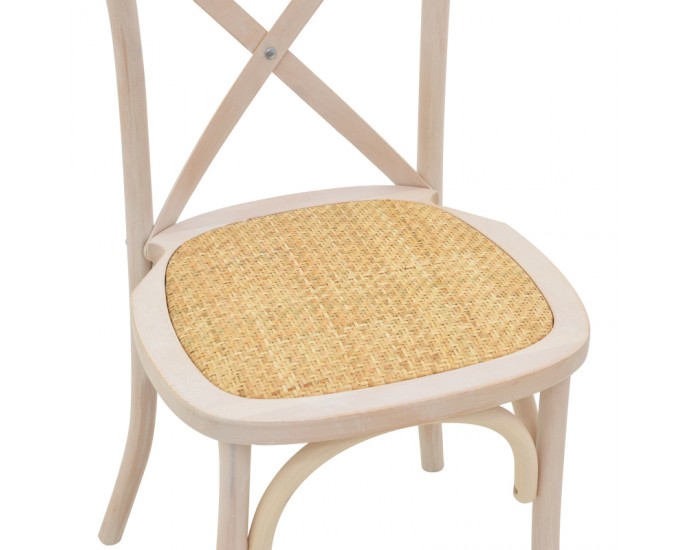 Καρέκλα Dylon pakoworld white wash ξύλο οξιάς-έδρα φυσικό rattan 48x52x89εκ 