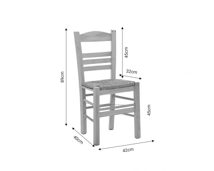 Καρέκλα καφενείου με ψάθα Ronson-Charchie pakoworld καρυδί ξύλο 42x40x89εκ 