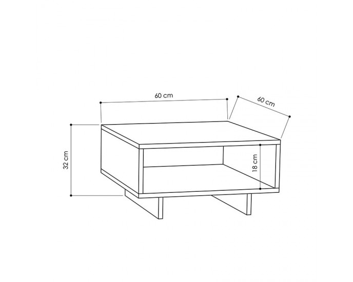 Τραπέζι σαλονιού Hola pakoworld antique λευκό-ανθρακί 60x60x32εκ