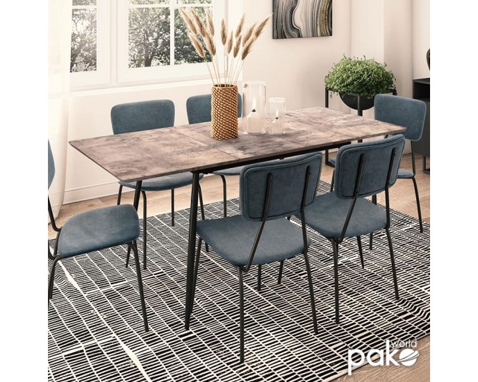 Τραπέζι Shazam pakoworld MDF επεκτεινόμενο χρώμα γκρι cement 120-160x80x76εκ