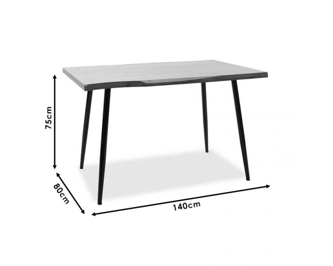 Τραπέζι Neve pakoworld MDF καρυδί-πόδι μεταλλικό μαύρο 140x80x75εκ