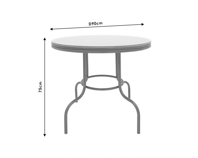 Τραπέζι Paula pakoworld μέταλλο-pe rattan καφέ Φ90x75εκ