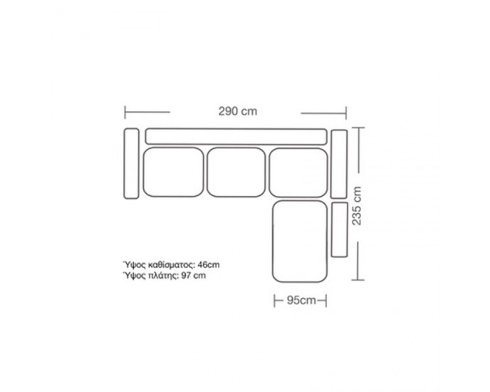 Γωνιακός καναπές αριστερή γωνία Romantic pakoworld ύφασμα cream-mocha 290x235x95εκ