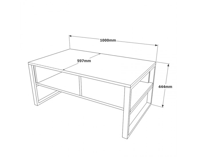 Τραπέζι σαλονιού Honora pakoworld oak-μαύρο 100x60x44,5εκ