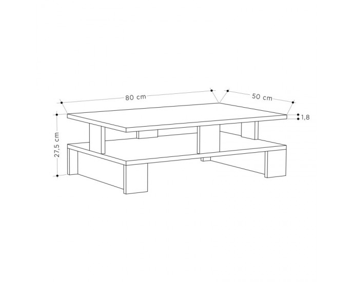 Τραπέζι σαλονιού Mansu pakoworld γκρι antique 80x50x27.5εκ