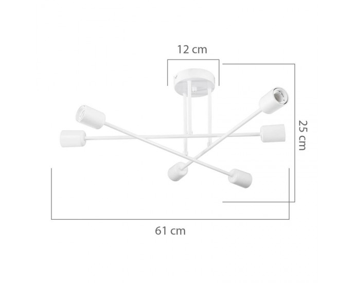 Φωτιστικό οροφής εξάφωτο PWL-1122 pakoworld Ε27 λευκό Φ61x25εκ
