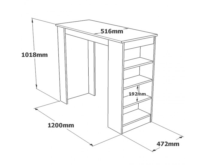 Τραπέζι μπαρ Riff pakoworld λευκό-sonoma 120x51.5x101.5εκ