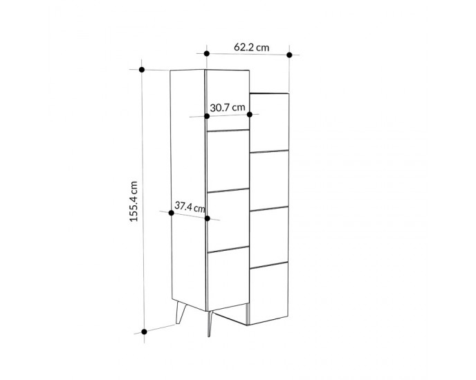 Ντουλάπι-στήλη Romane pakoworld λευκό 62.2x37.4x155.4εκ