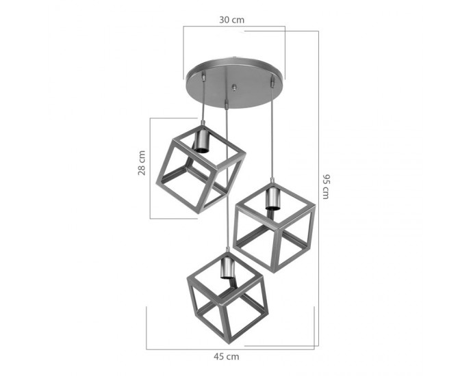 Φωτιστικό οροφής τρίφωτο Deepora pakoworld Ε27 χρυσό 30x80x80εκ