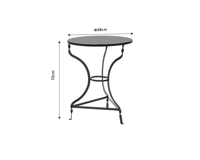 Τραπέζι Noah pakoworld μεταλλικό μαύρο Φ58x72εκ