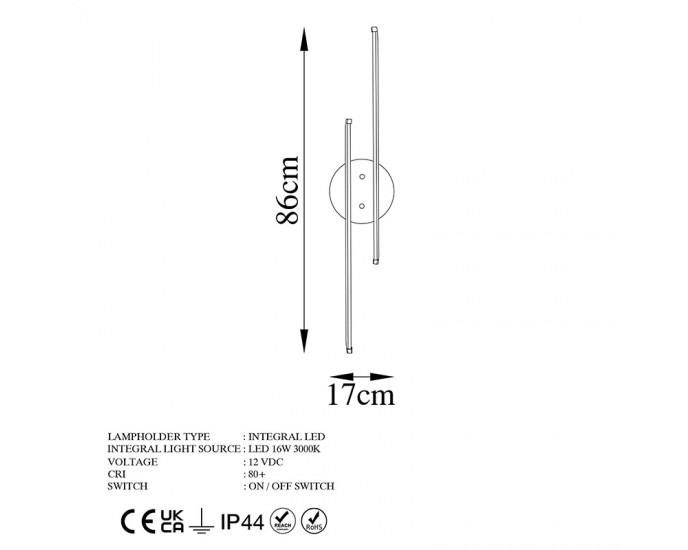 Φωτιστικό τοίχου-απλίκα Expedition pakoworld LED 16W χρυσό 17x5x86εκ ΦΩΤΙΣΤΙΚΑ ΤΟΙΧΟΥ-ΑΠΛΙΚΕΣ