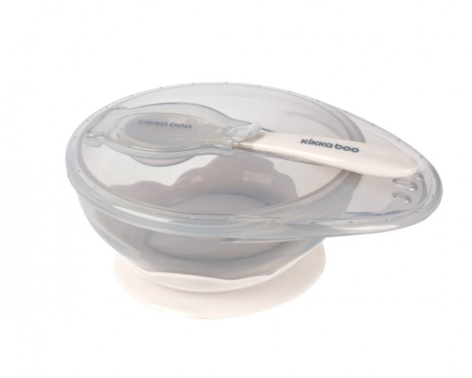 Suction bowl with spoon Beige