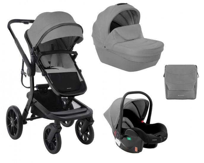 Stroller 3in1 with plastic carrycot Irene Light Grey 2024 ΠΟΛΥΚΑΡΟΤΣΙΑ